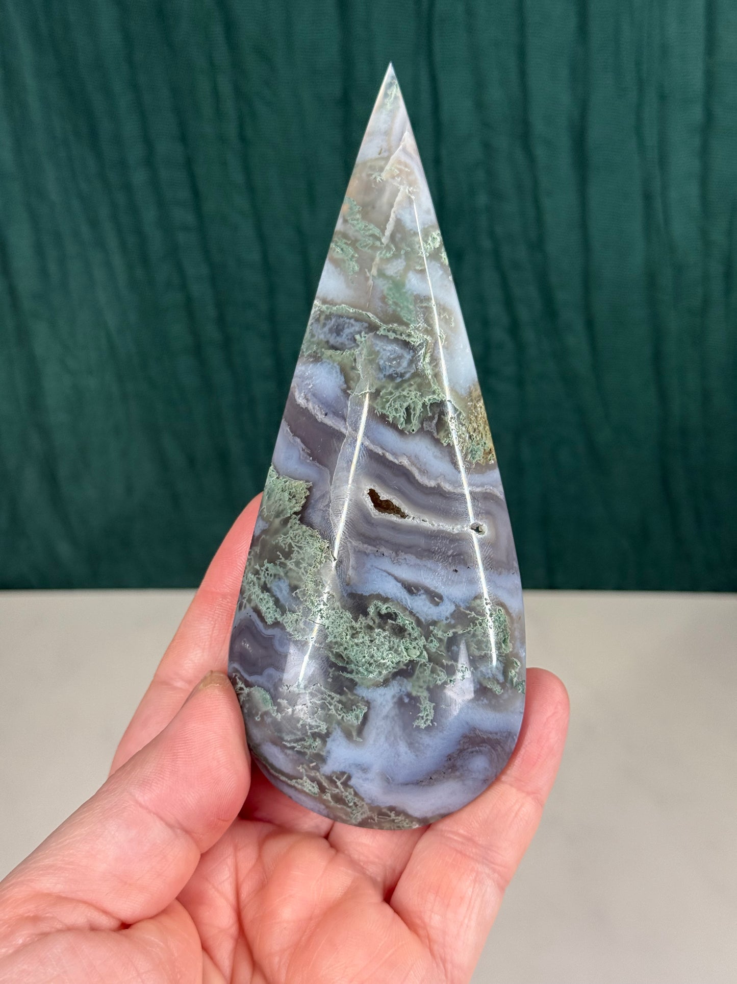 Moss Agate Teardrop