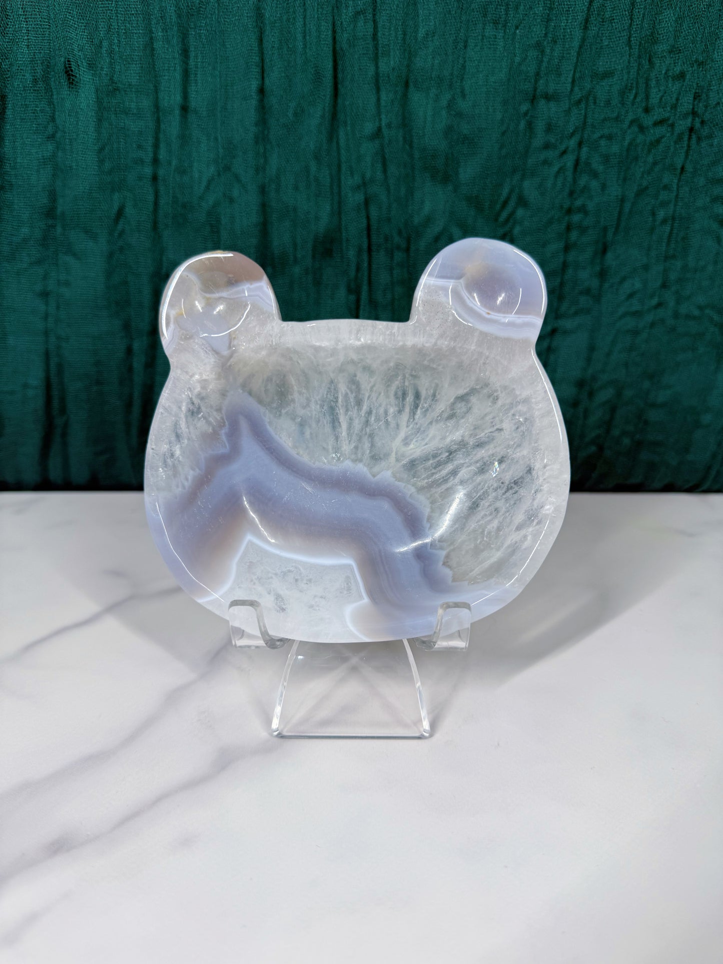 Blue Agate & Quartz Bear Bowl