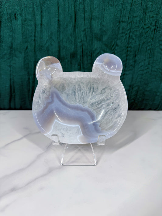 Blue Agate & Quartz Bear Bowl