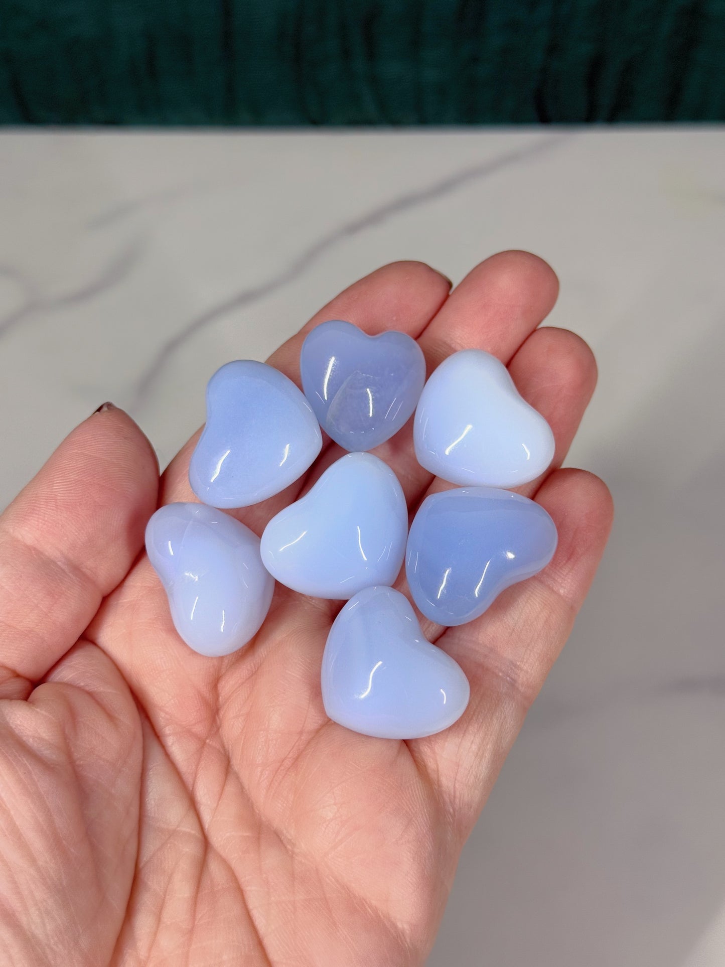 Blue Chalcedony Mini Hearts
