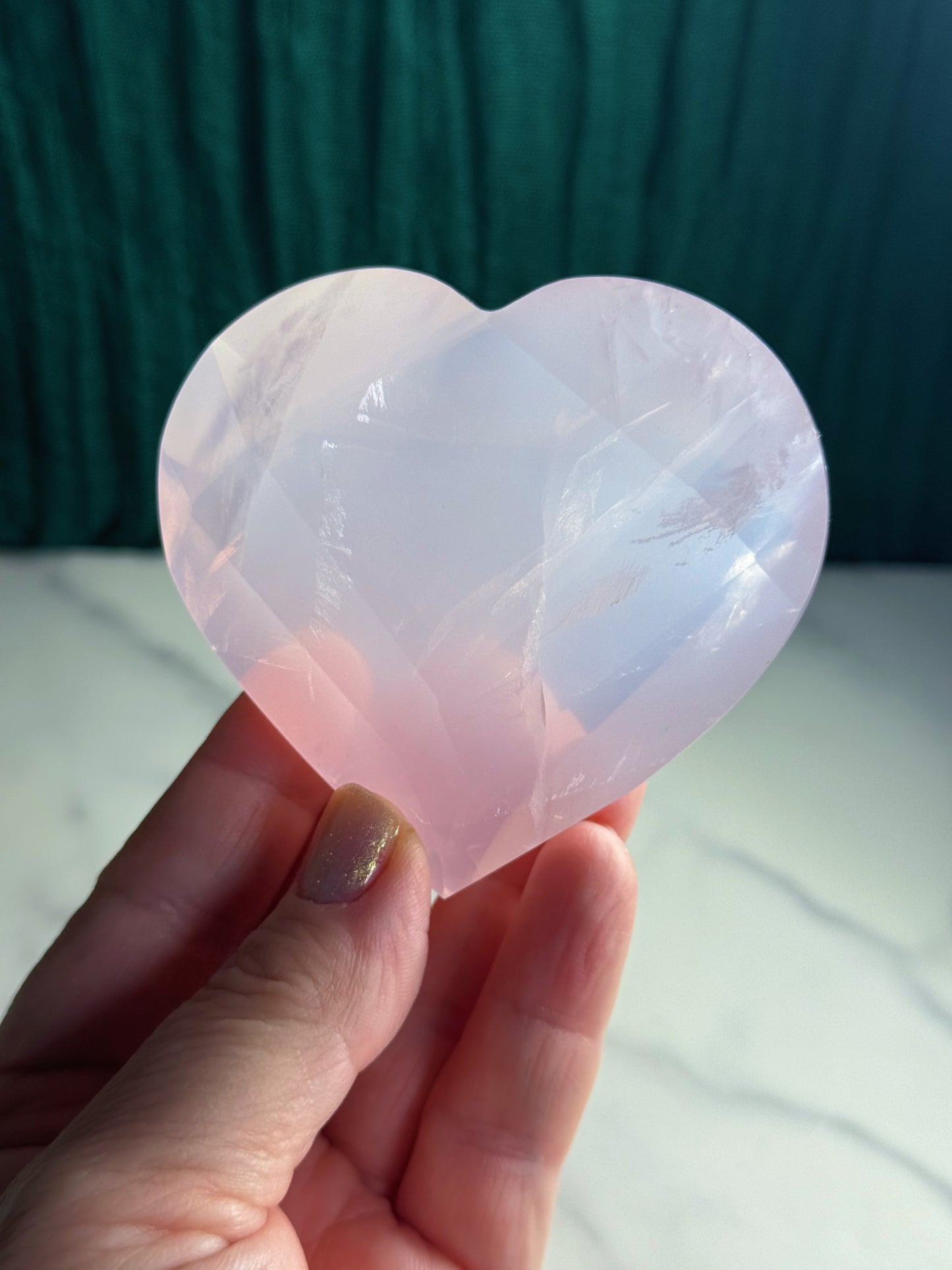 Rose Quartz Heart Carving