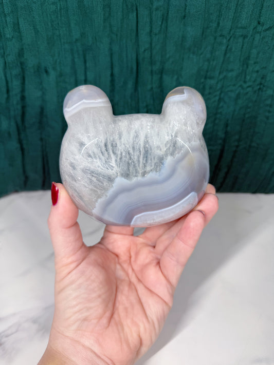 Blue Agate & Quartz Bear Bowl