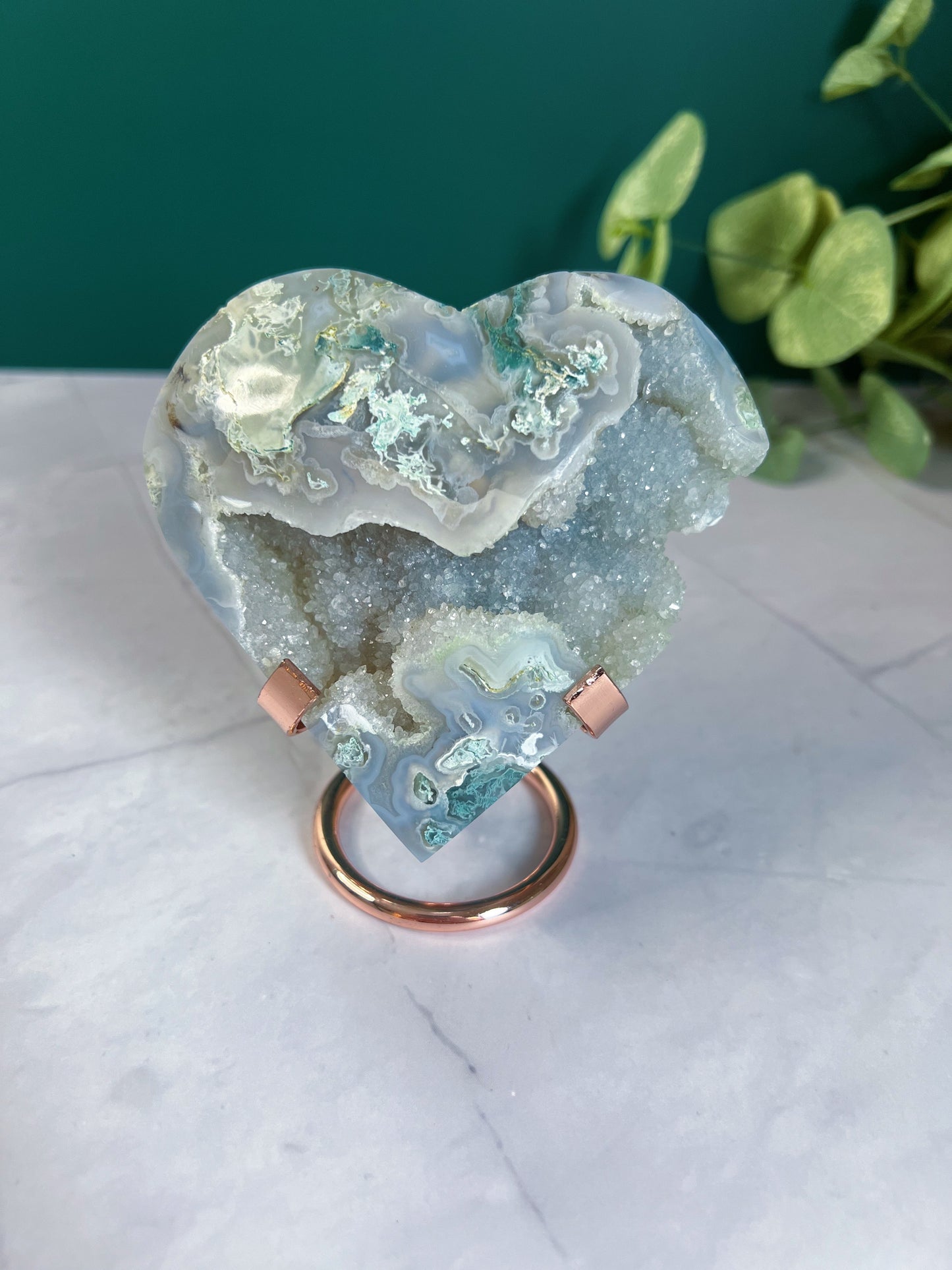 Moss Agate Druzy Heart