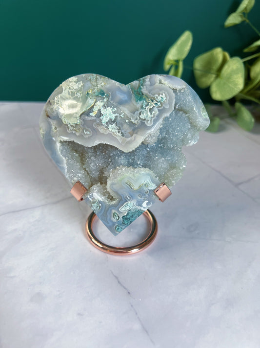 Moss Agate Druzy Heart