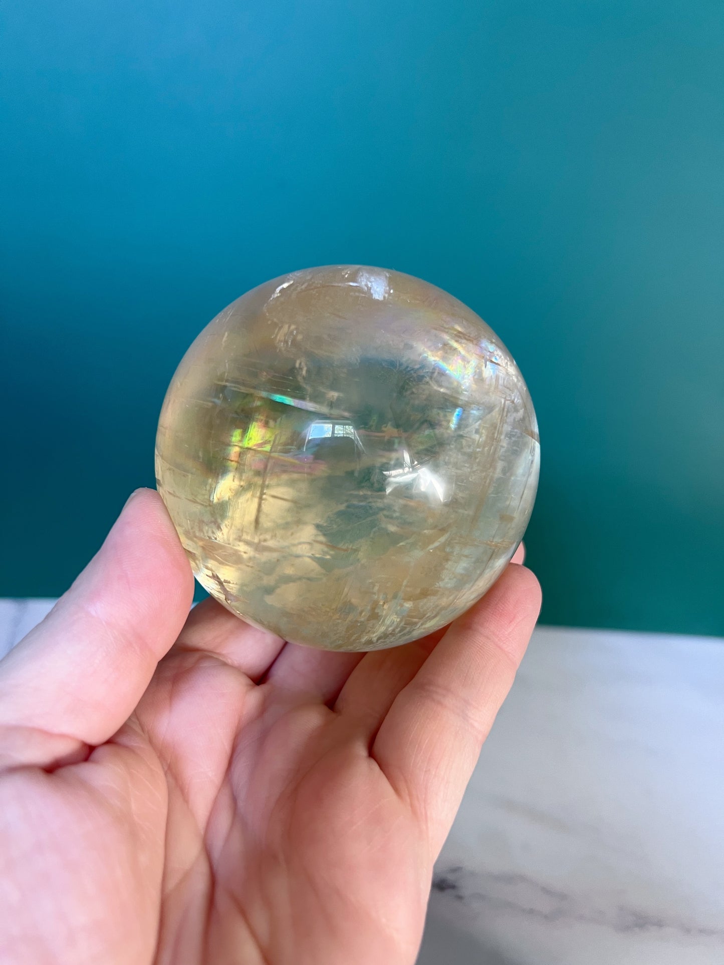 Optical Honey Calcite Sphere