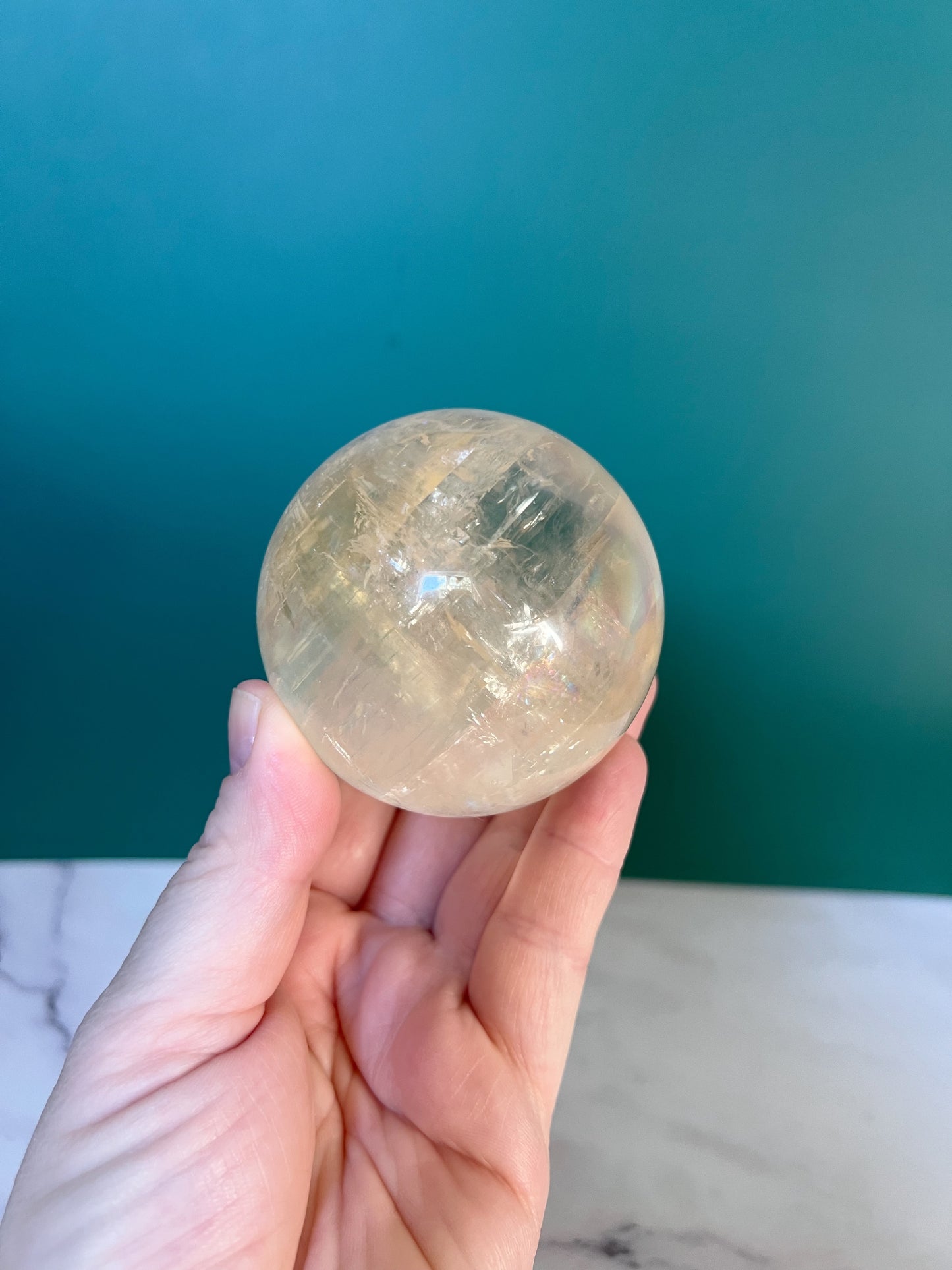 Optical Honey Calcite Sphere