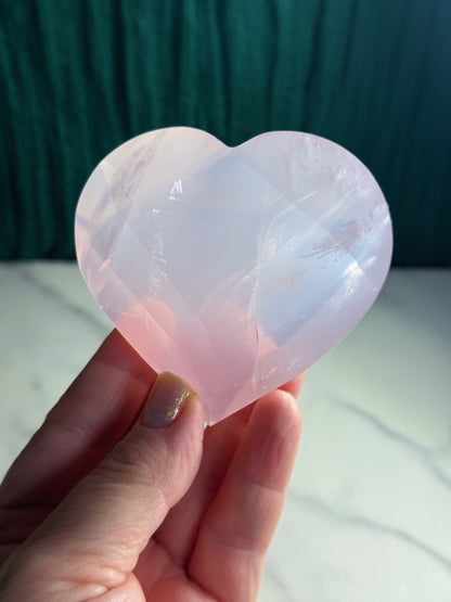 Rose Quartz Heart Carving