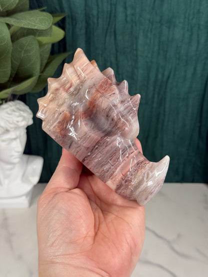 Pink Thousand Layer Agate Dragon Head